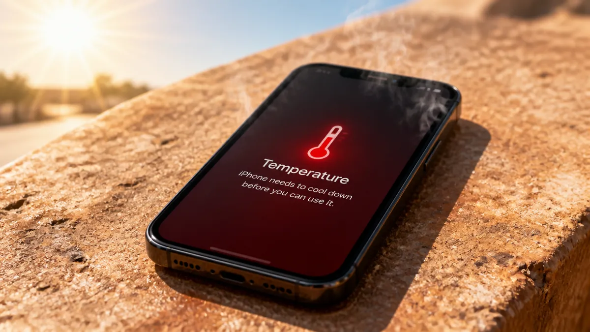telefon supraîncălzit vara cu avertisment pe ecran