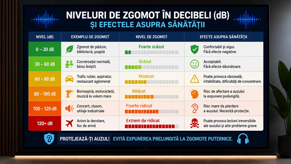 niveluri zgomot decibeli efecte sănătate mentală